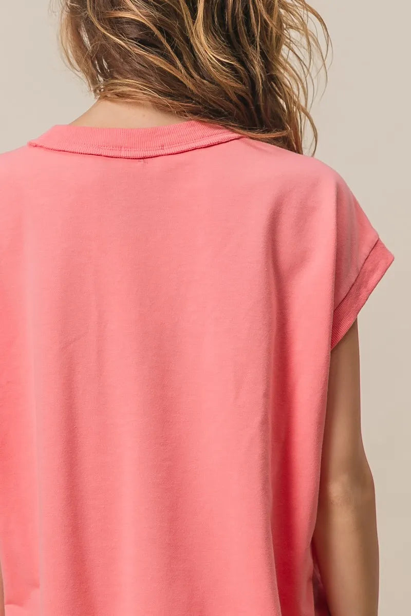 BiBi French Terry Drop Shoulder Basic Top
