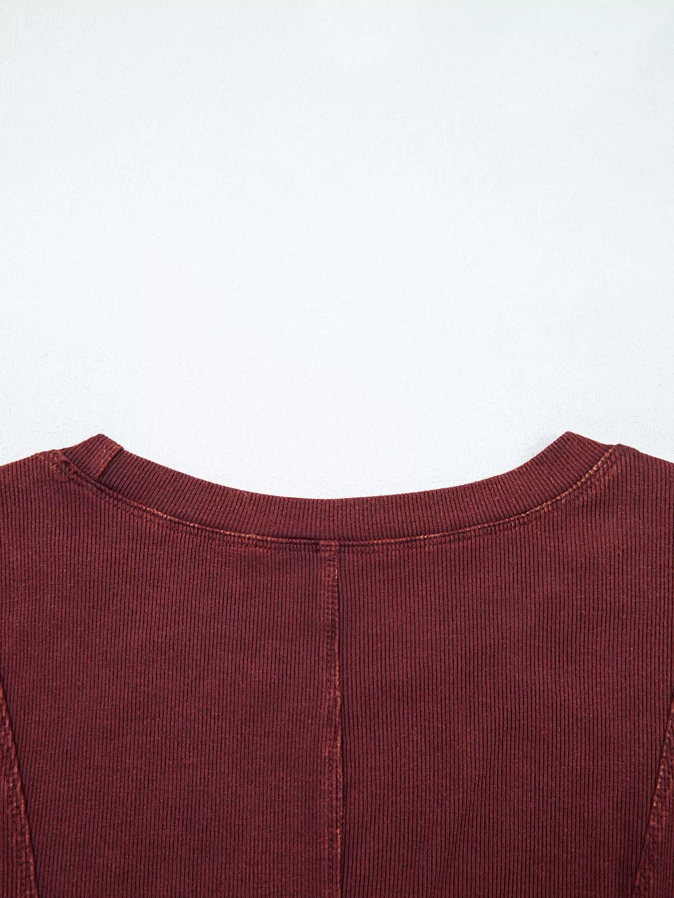 Exposed Seam Ribbed Long Sleeve Top