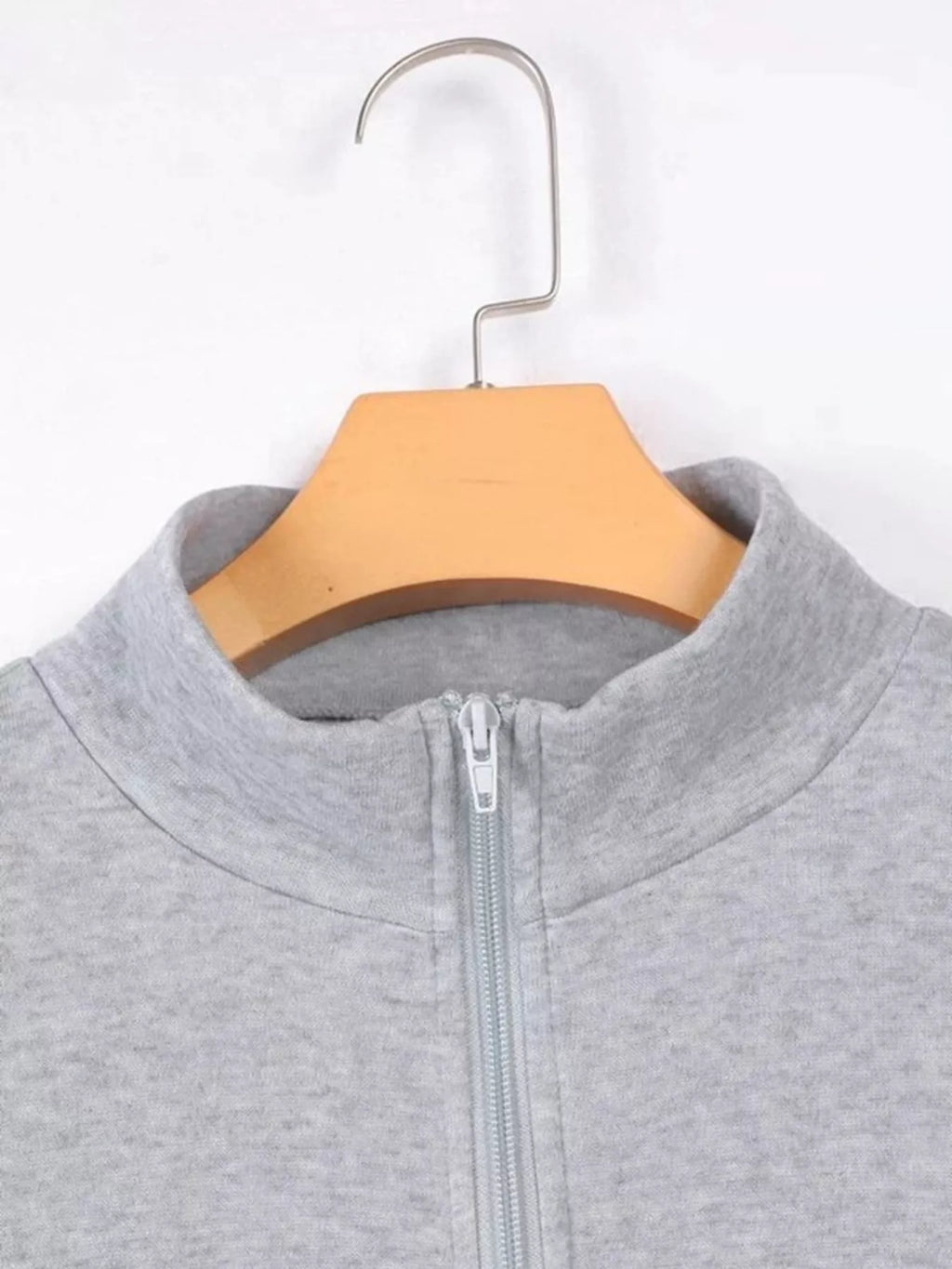 Zip-Up Collar Sweatshirt with Pocket