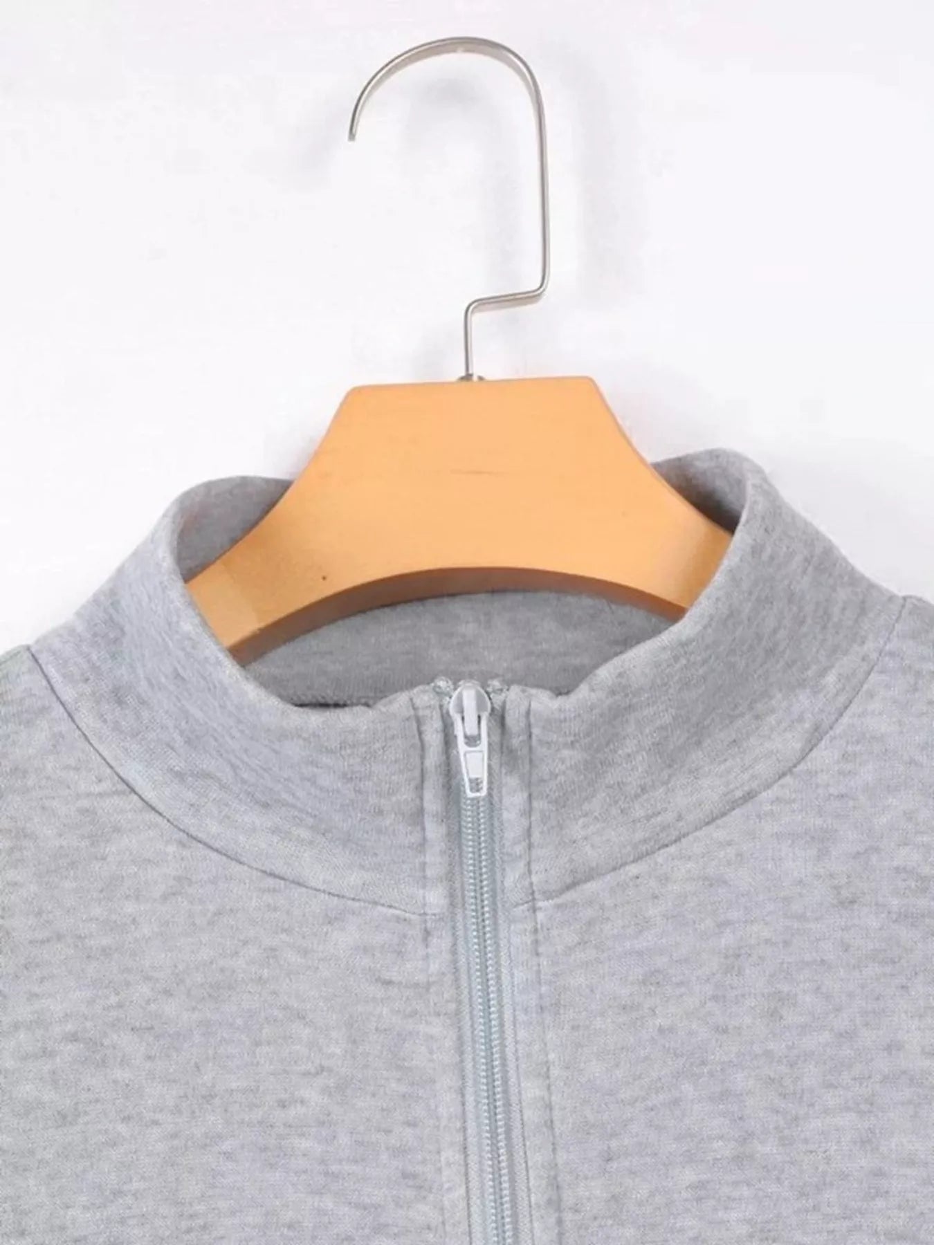 Zip-Up Collar Sweatshirt with Pocket