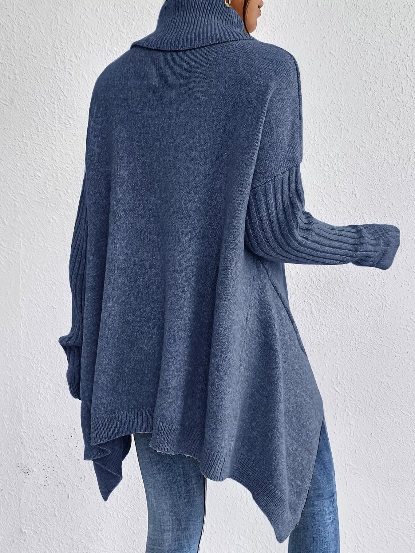 Turtleneck High-Low Hem Sweater