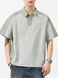 Men's Plus Size Quarter Zip Short Sleeve Polo