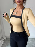 Contrast Trim Long Sleeve Top