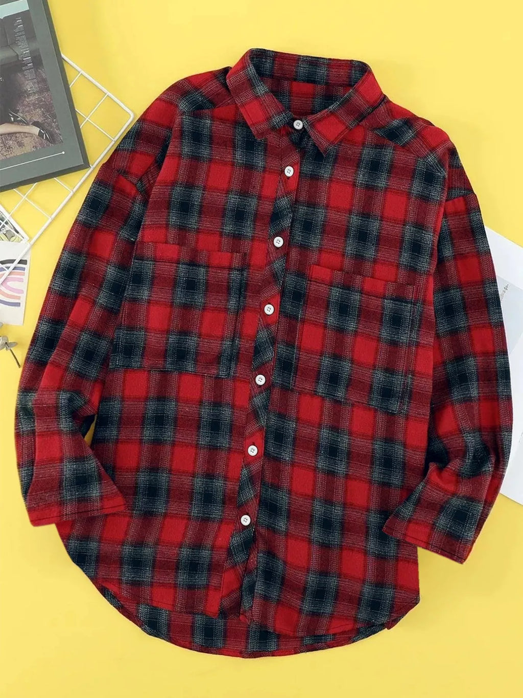 Plus Size Plaid Button-Down Shirt
