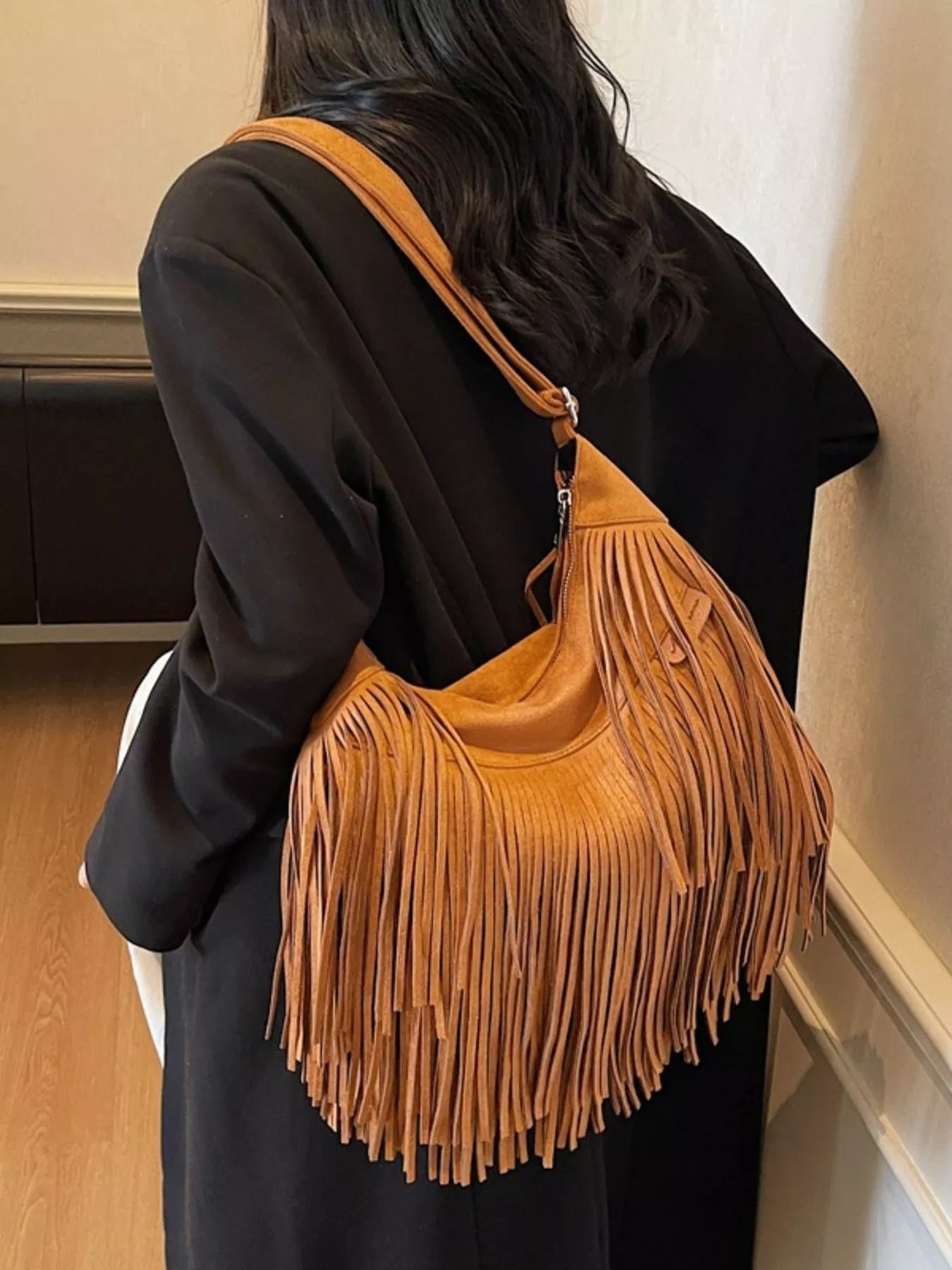 Fringe Suede Crossbody Bag