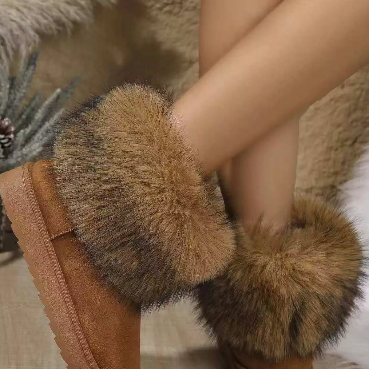 Fuzzy Trim Ankle Boots