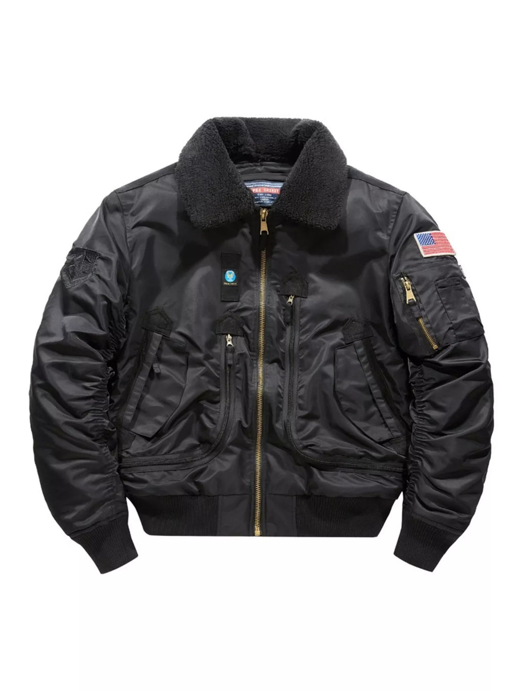 Men's Plus Size Fur Collar Bomber Jacket