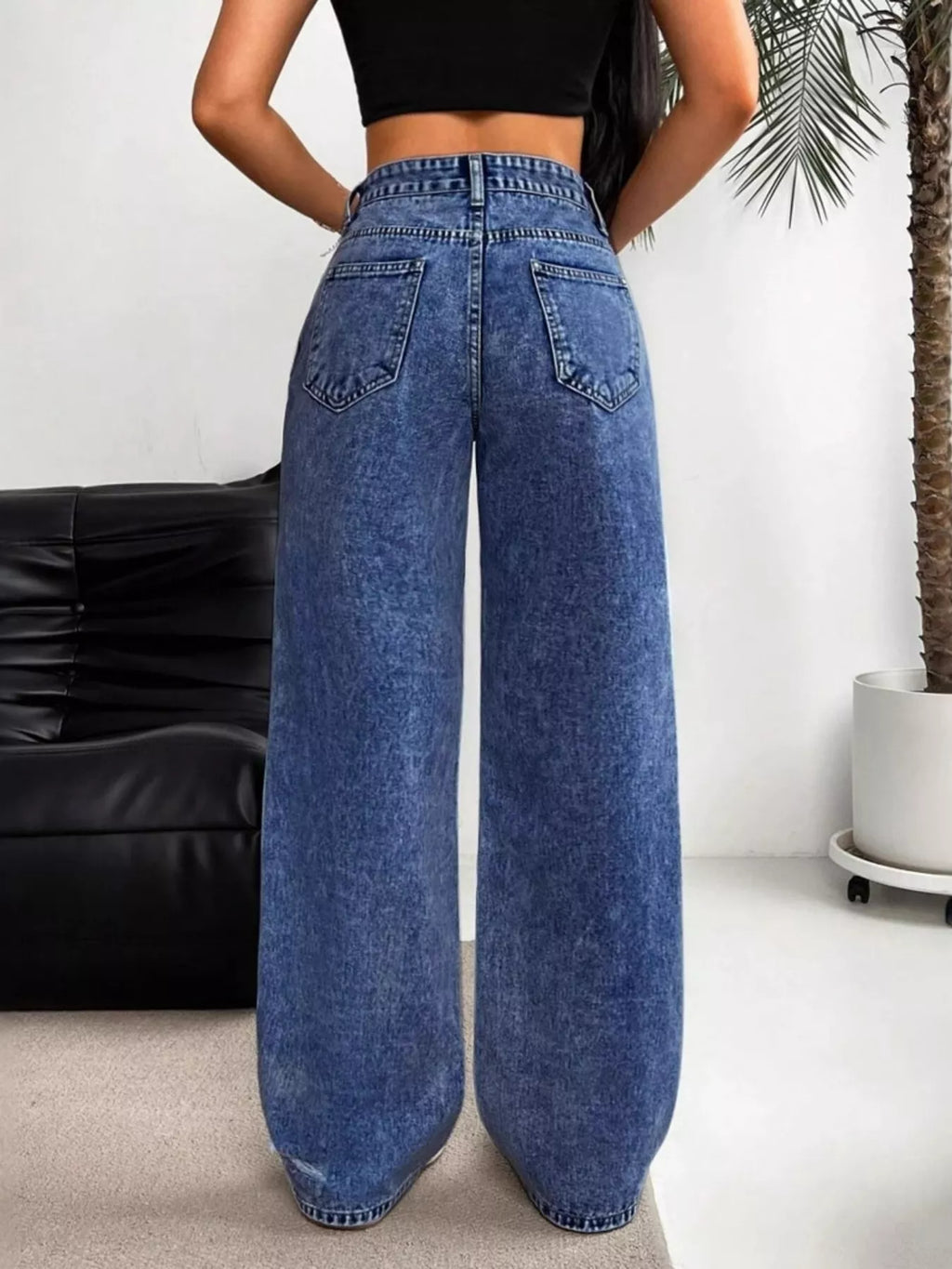 Distressed Wide Leg Jeans