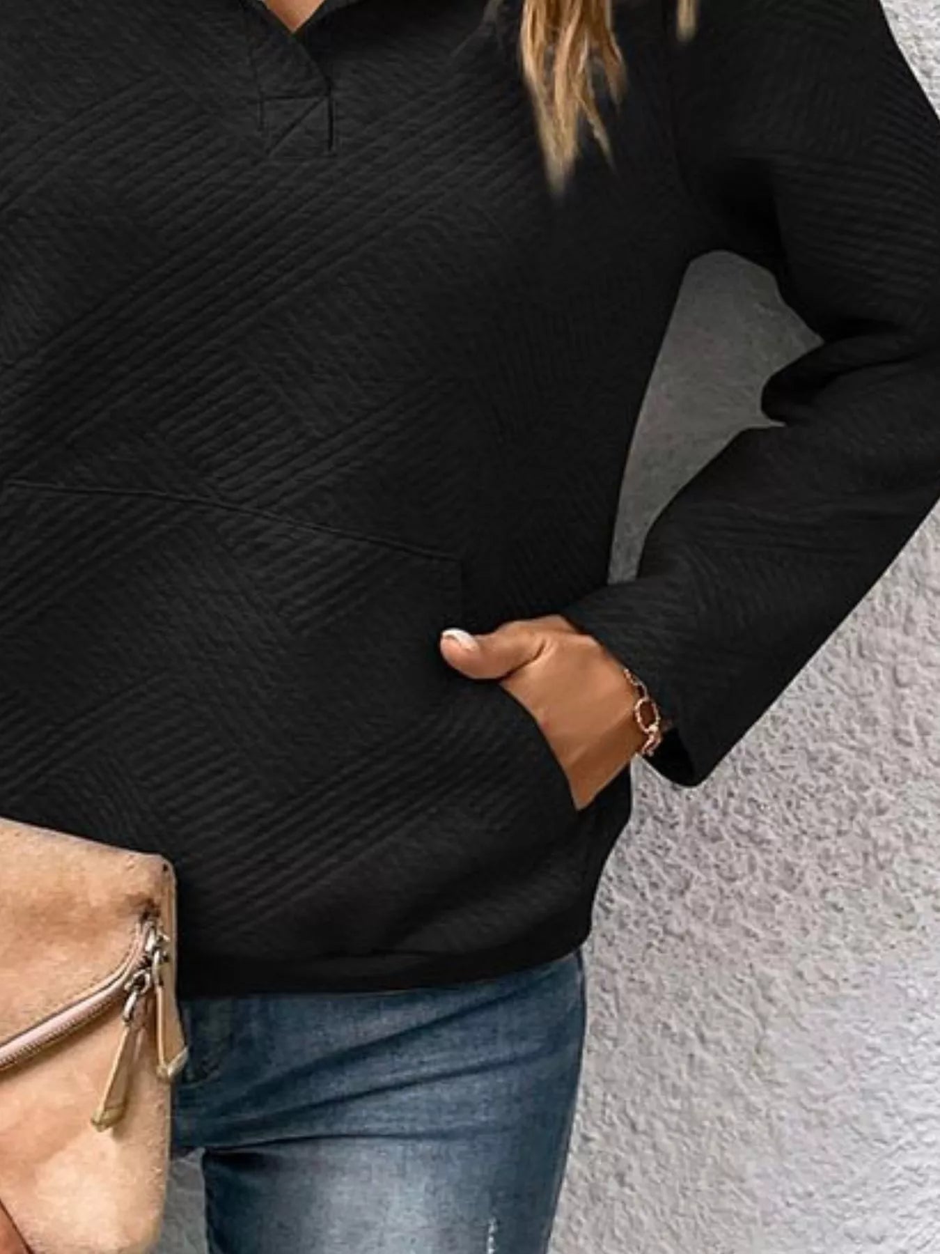 Textured Quarter Snap Sweatshirt