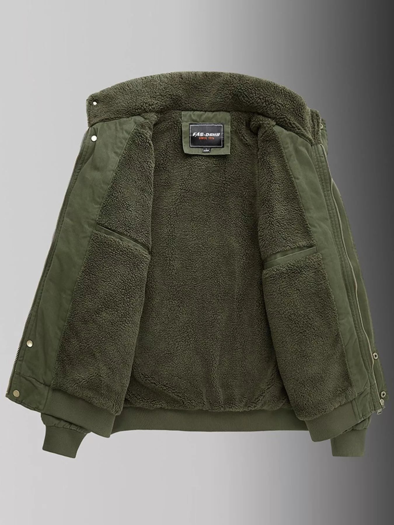 Men's Plus Size Warm Fleece Lined Zip Up Jacket