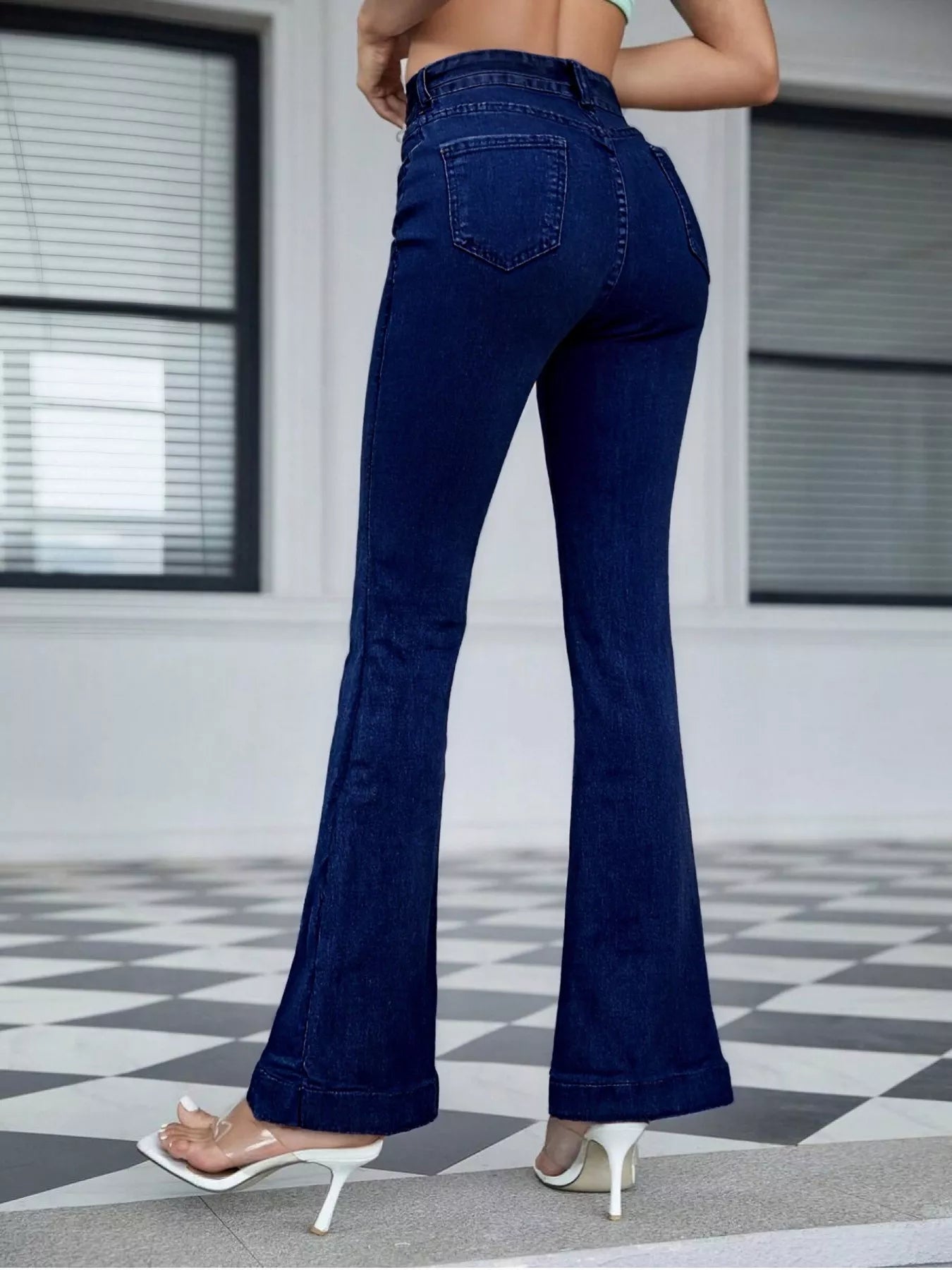 Tie-Waist Flared Leg Jeans