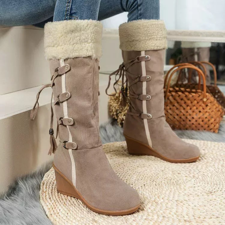 Round Toe Wedge Boots