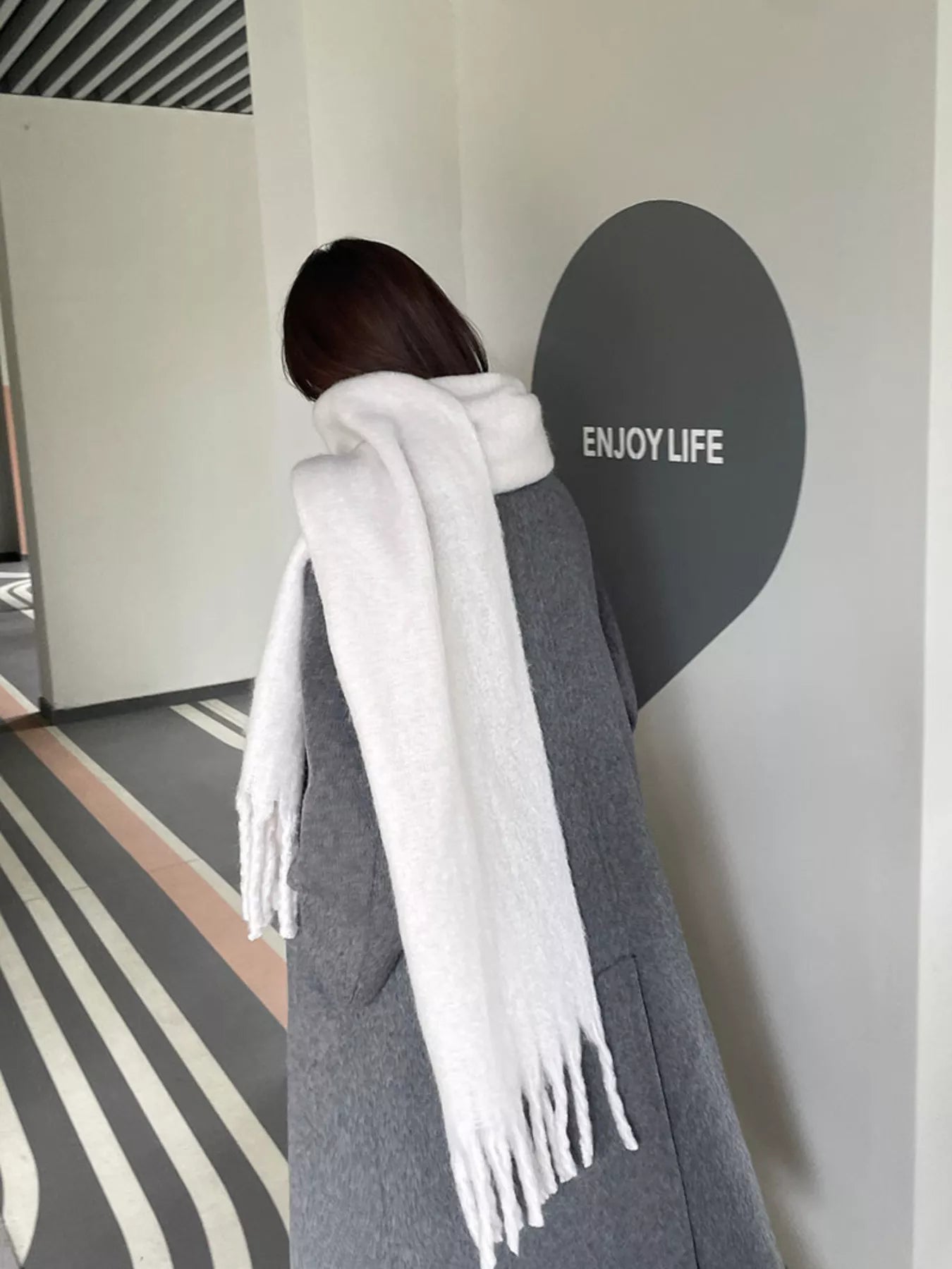 Solid Color Fringe Scarf