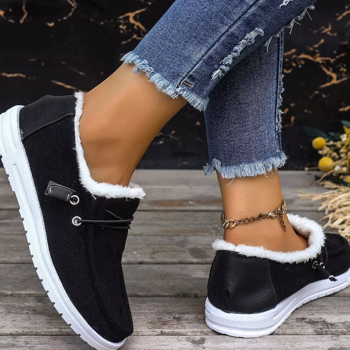 Faux Fur Lined Slip-Ons