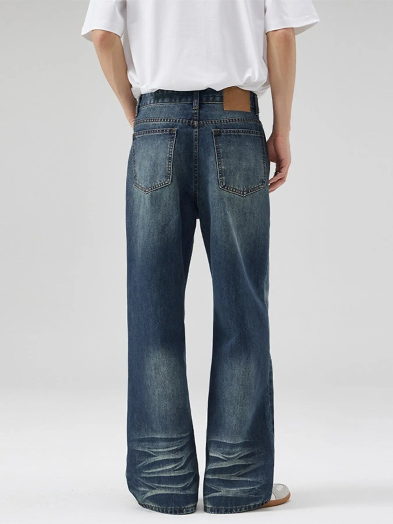 Men's Full Size Vintage Wash Wide Leg Jeans Plus Size