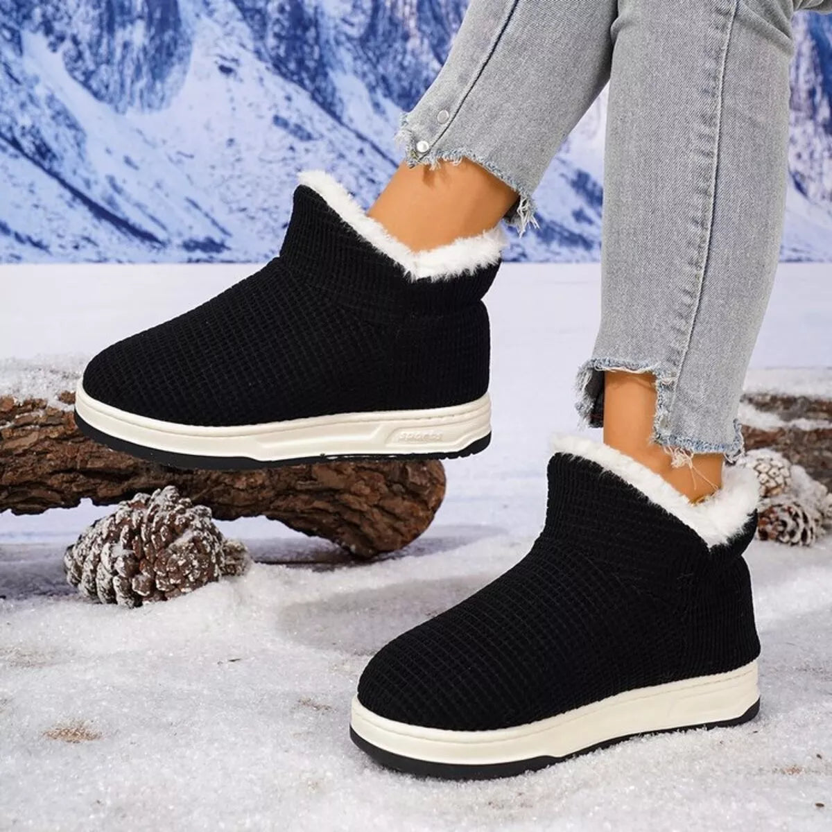 Cozy Knit Ankle Boots with Plush Lining