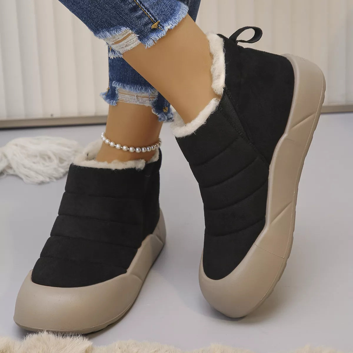 Warm Plush Lined Ankle Boots