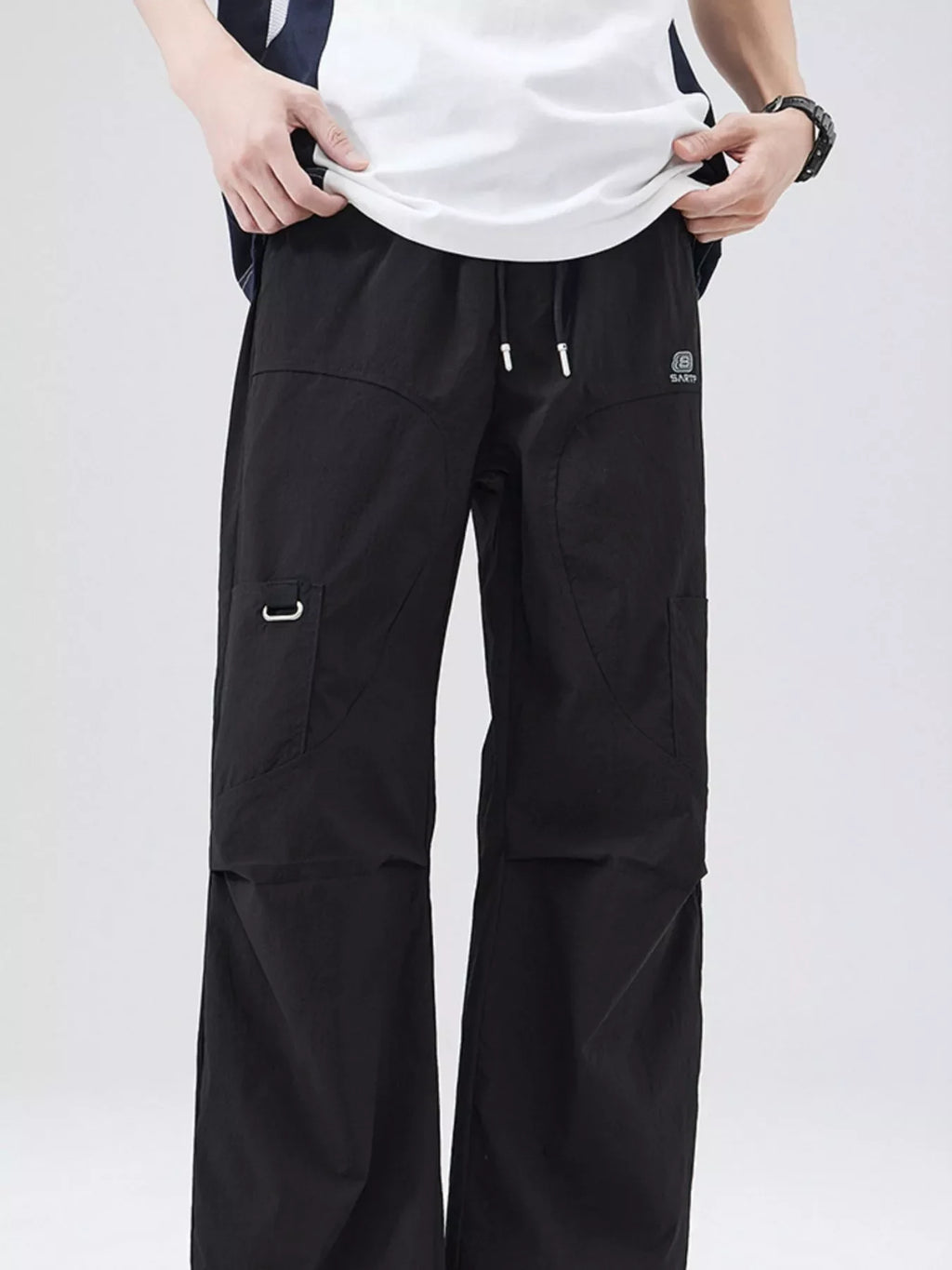 Men's Lightweight Drawstring Wide-Leg Pants
