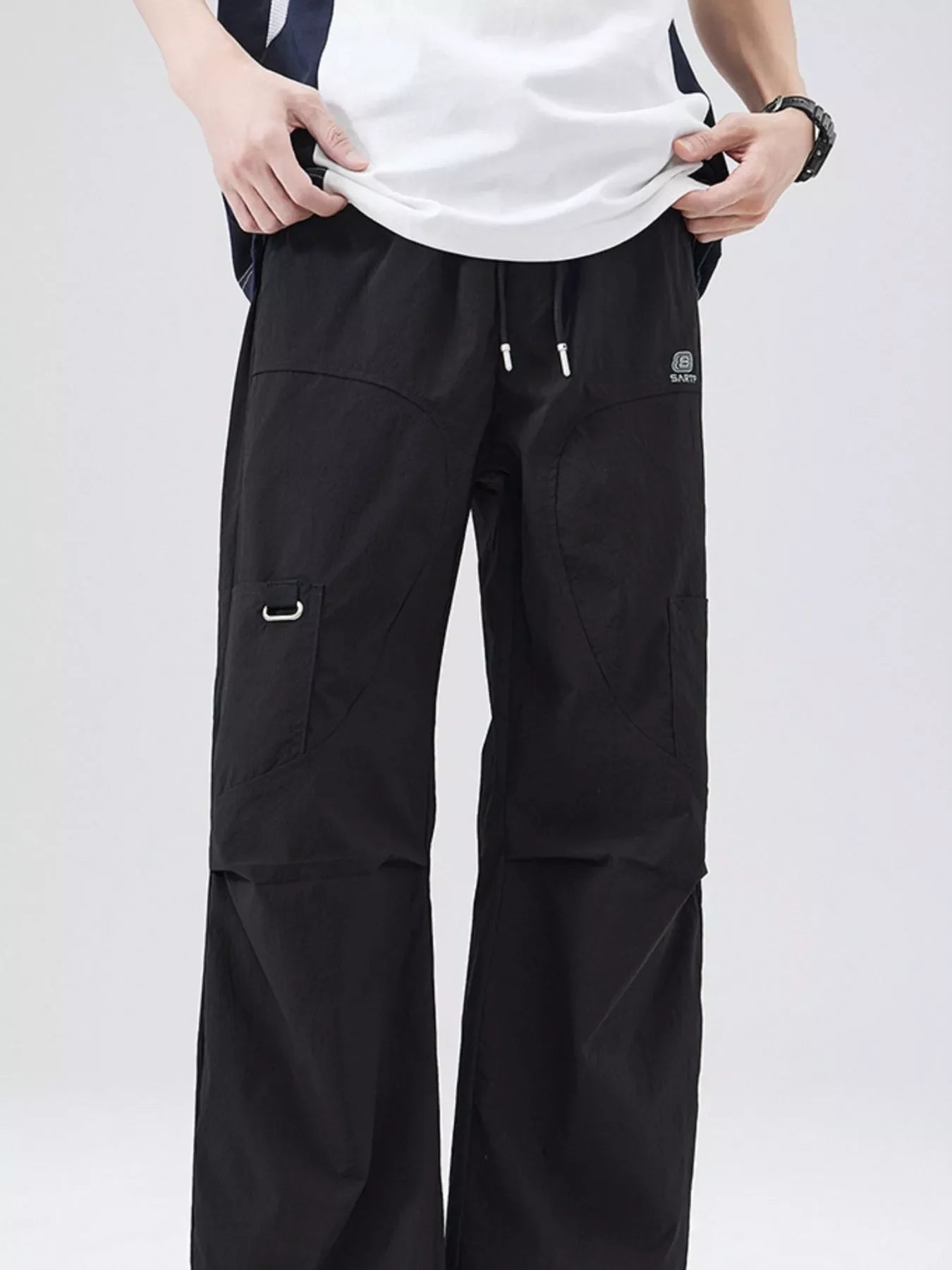 Men's Lightweight Drawstring Wide-Leg Pants