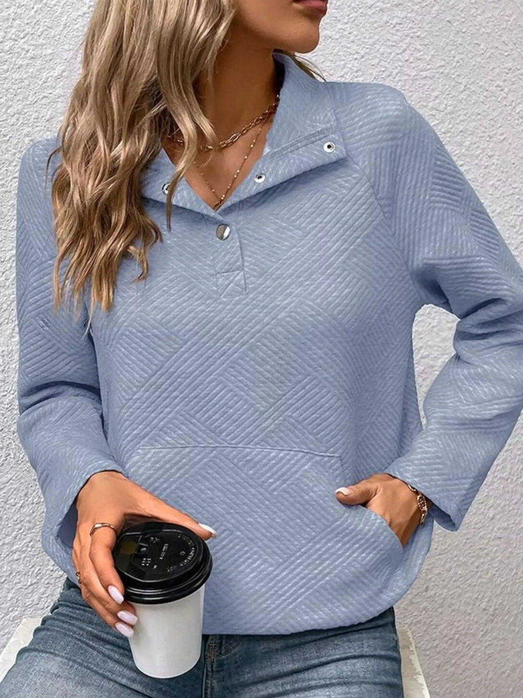 Textured Quarter Snap Sweatshirt