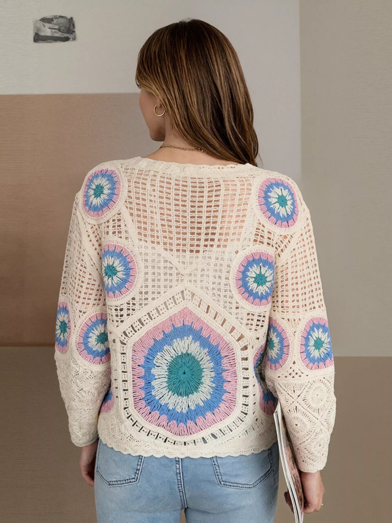 Crochet V-Neck Knit Cover Up