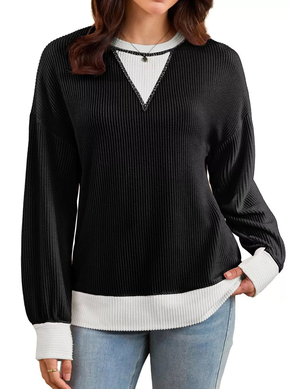 Contrast Dropped Shoulder Sweatshirt