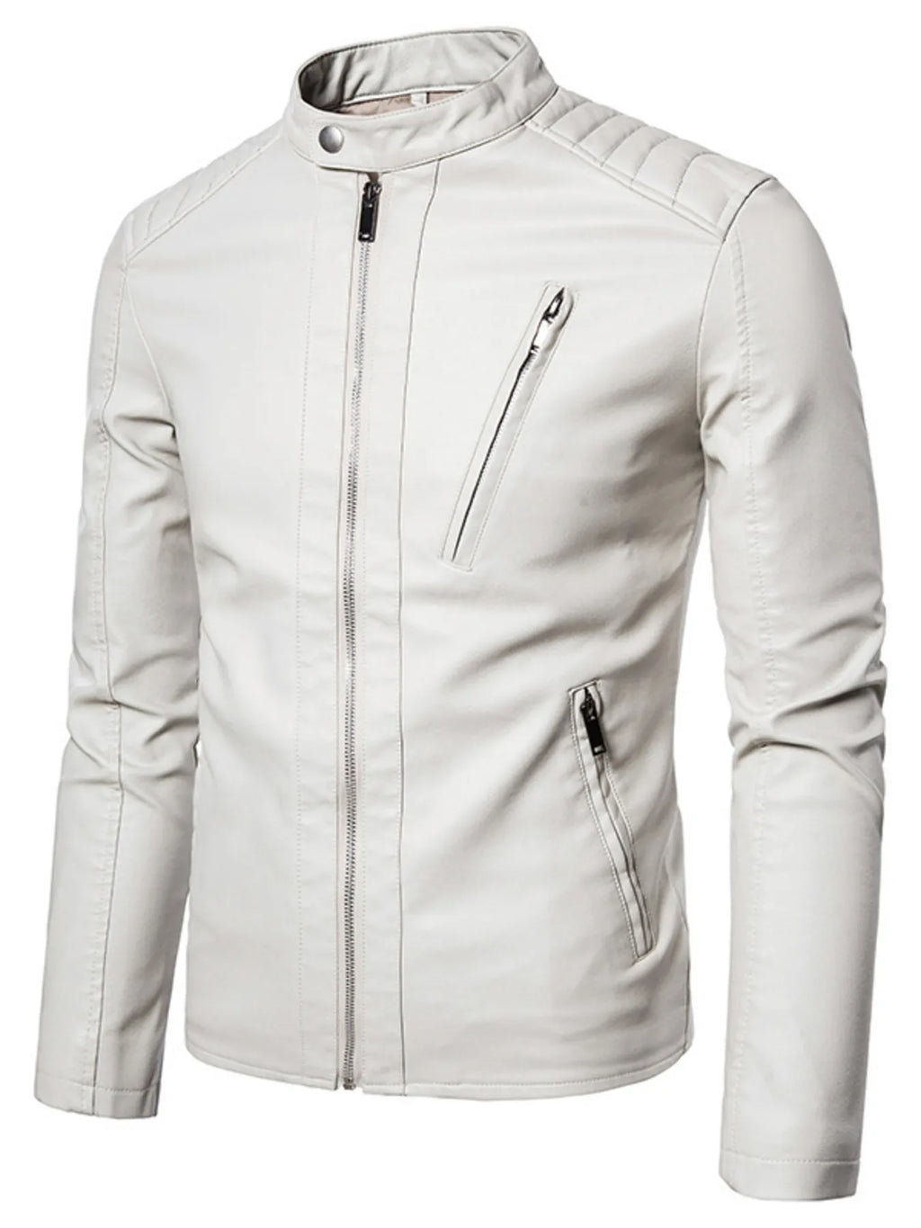 Men's Plus Size Zip Up Leather Moto Jacket