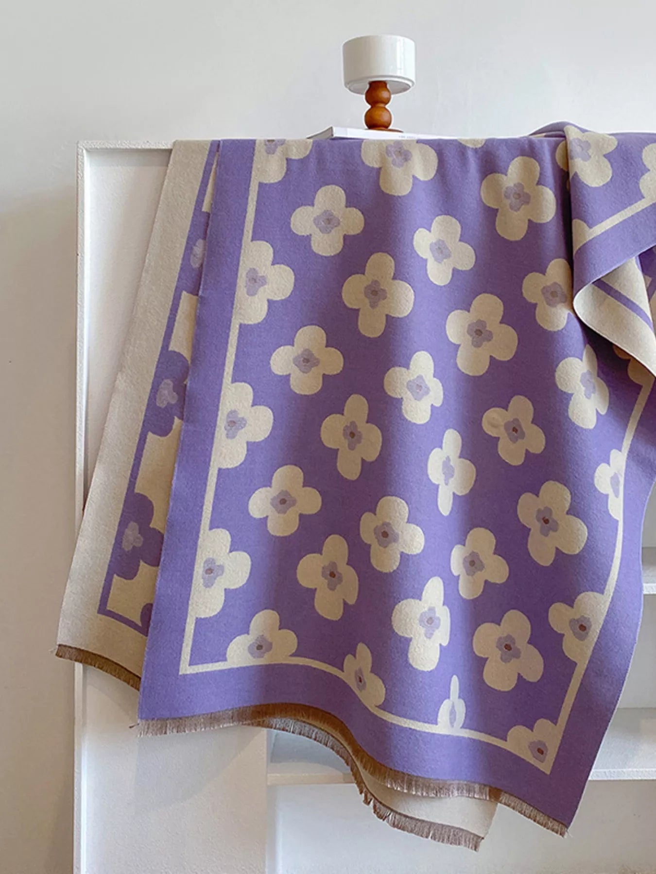 Floral Print Raw Hen Scarf