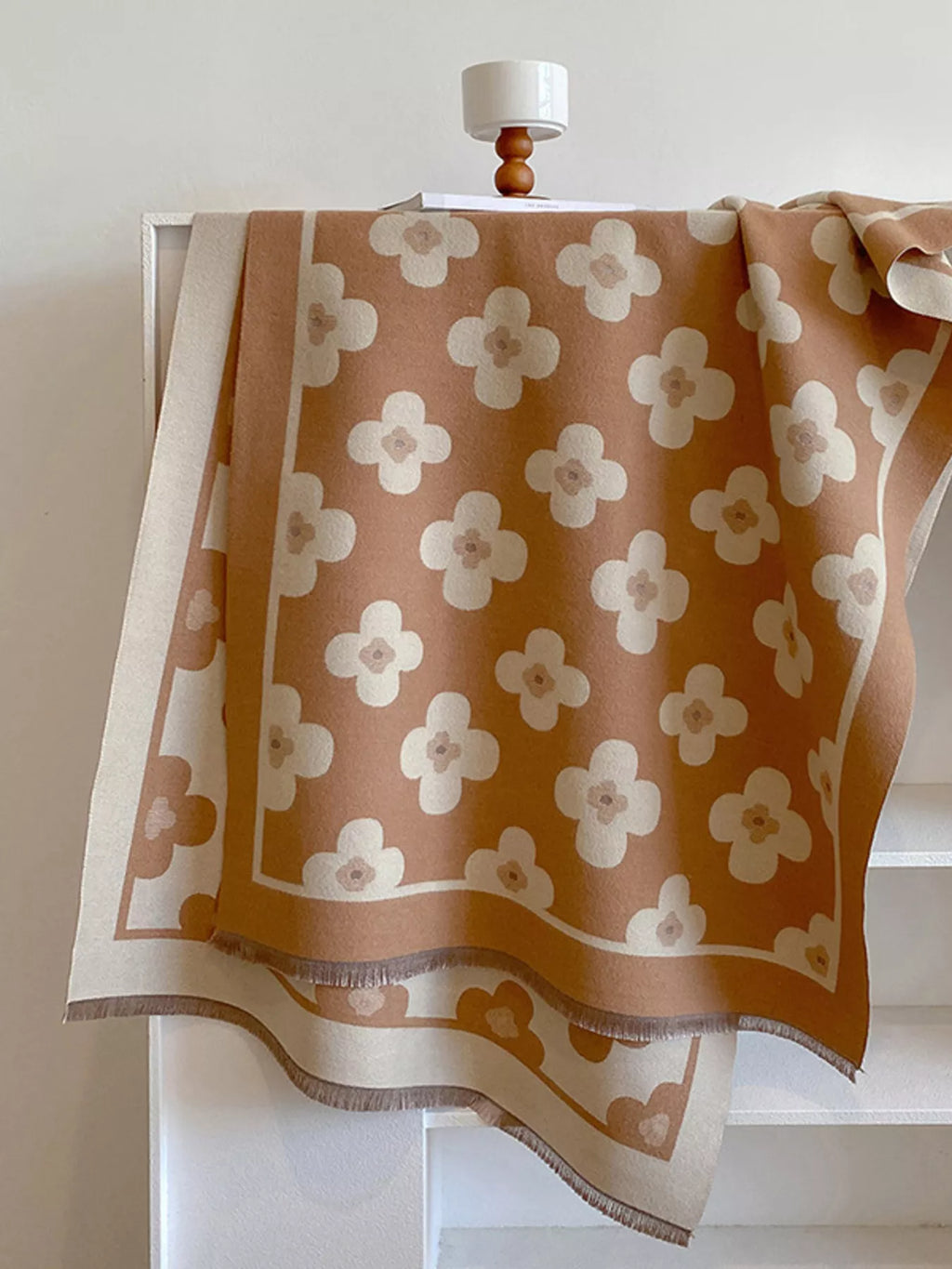 Floral Print Raw Hen Scarf