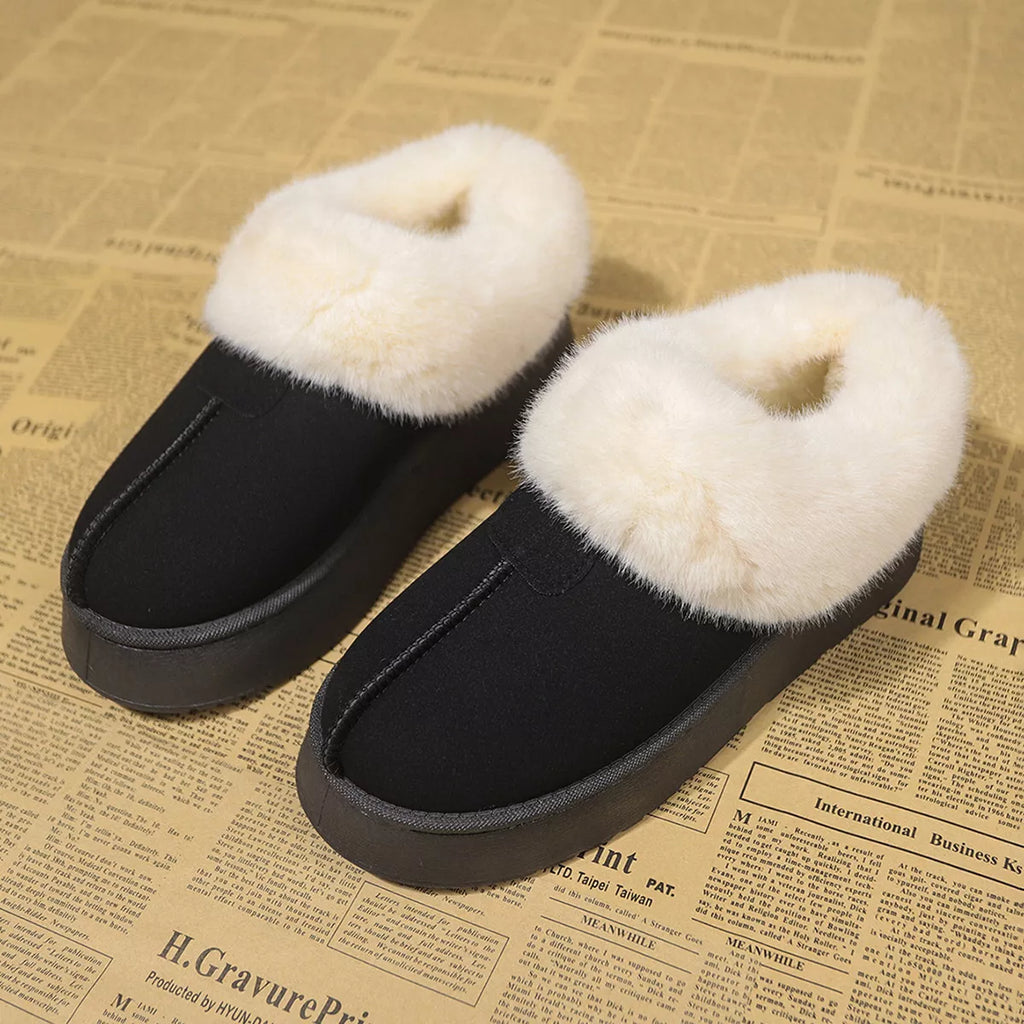 Fuzzy Trim Platform Boots