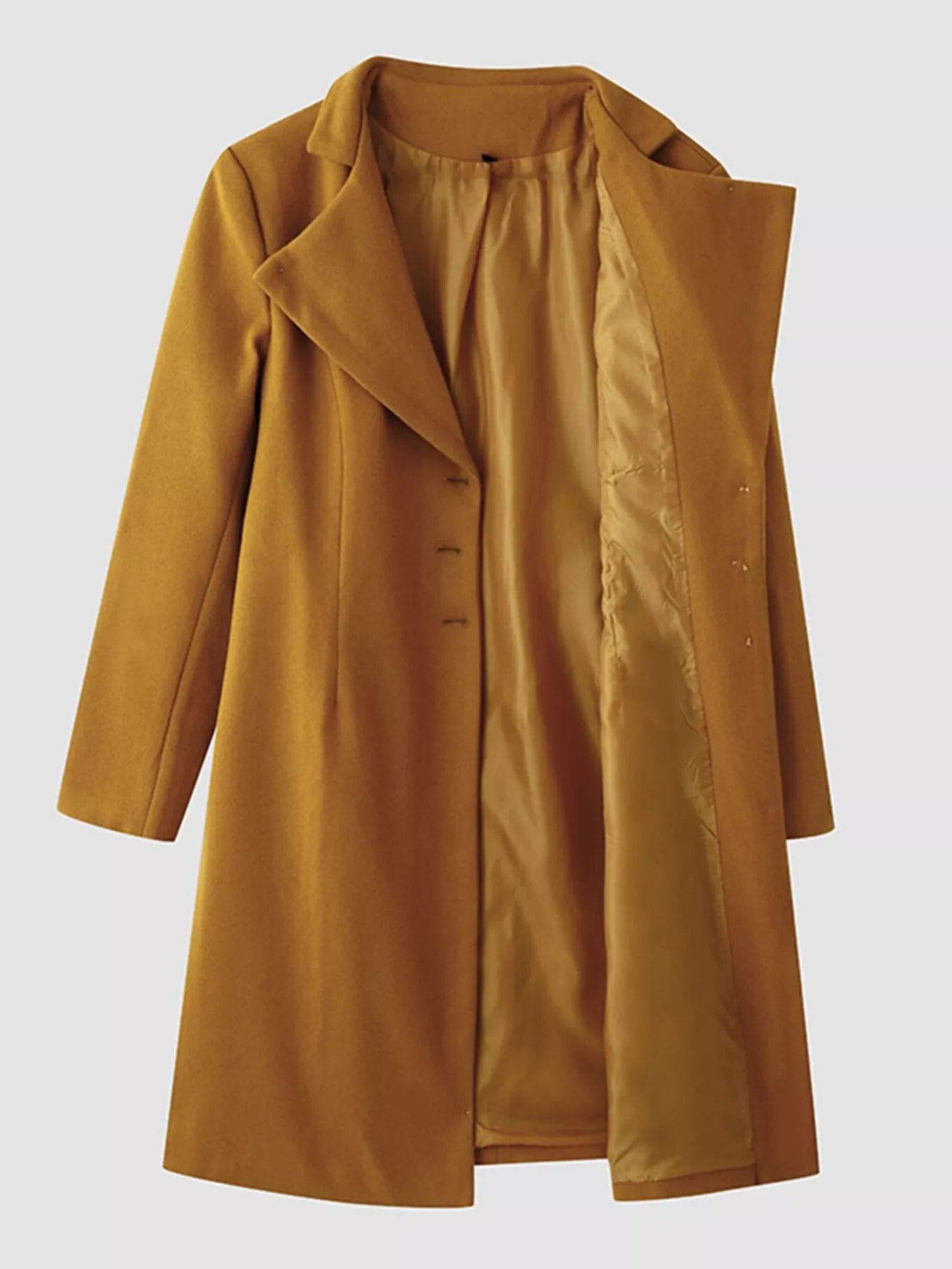 Full Size Single-Breasted Long Sleeve Overcoat Plus Size