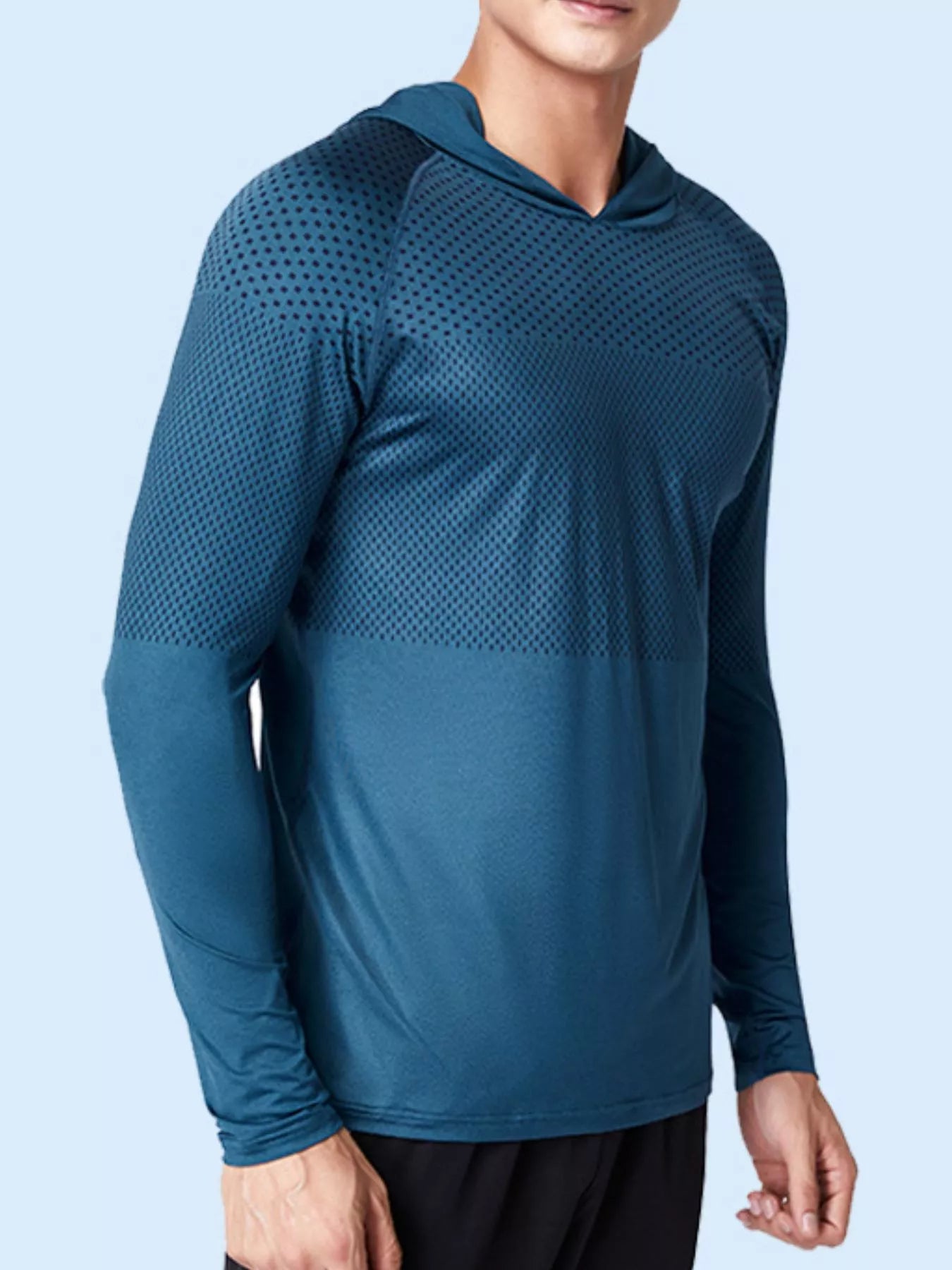 Men's Plus Size Breathable Long Sleeve Hooded Active Top