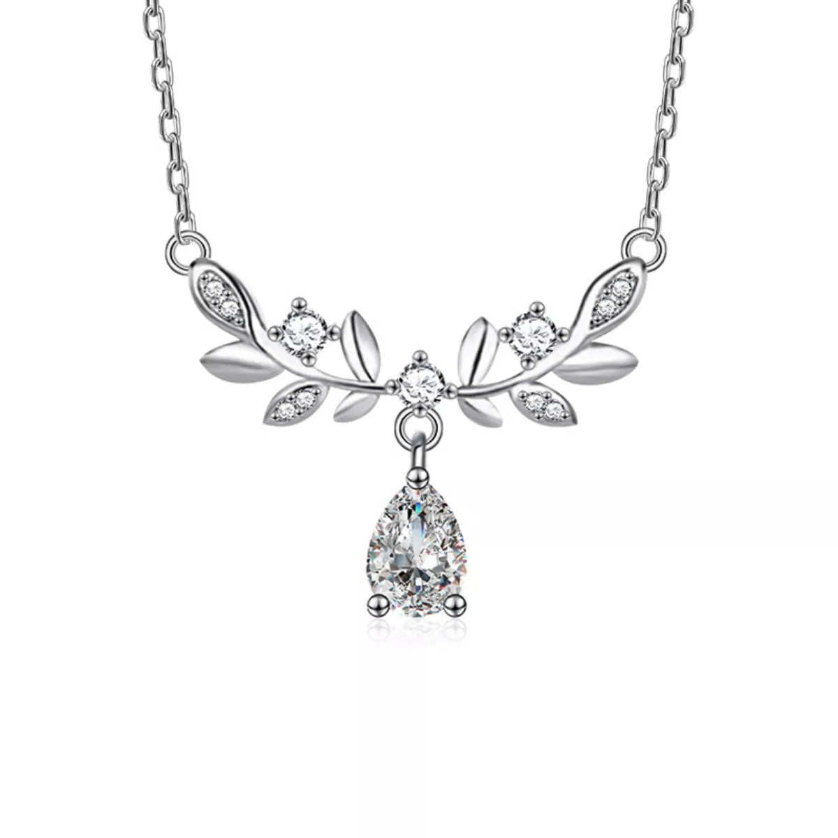 925 Sterling Silver Moissanite Leaf Necklace