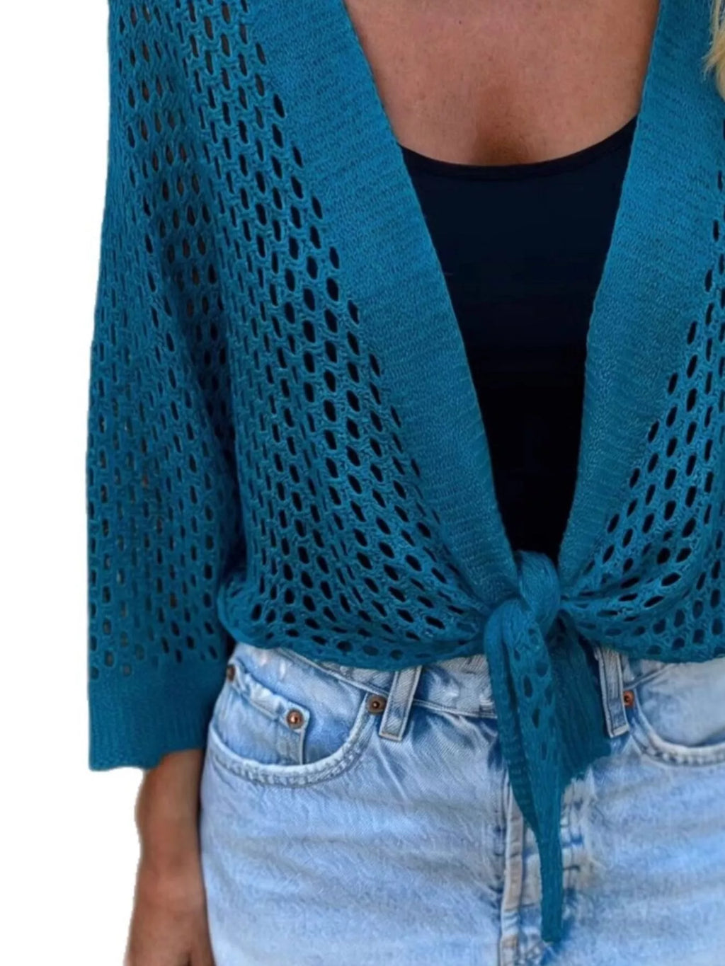 Tie-Front Crochet Knit Cover Up